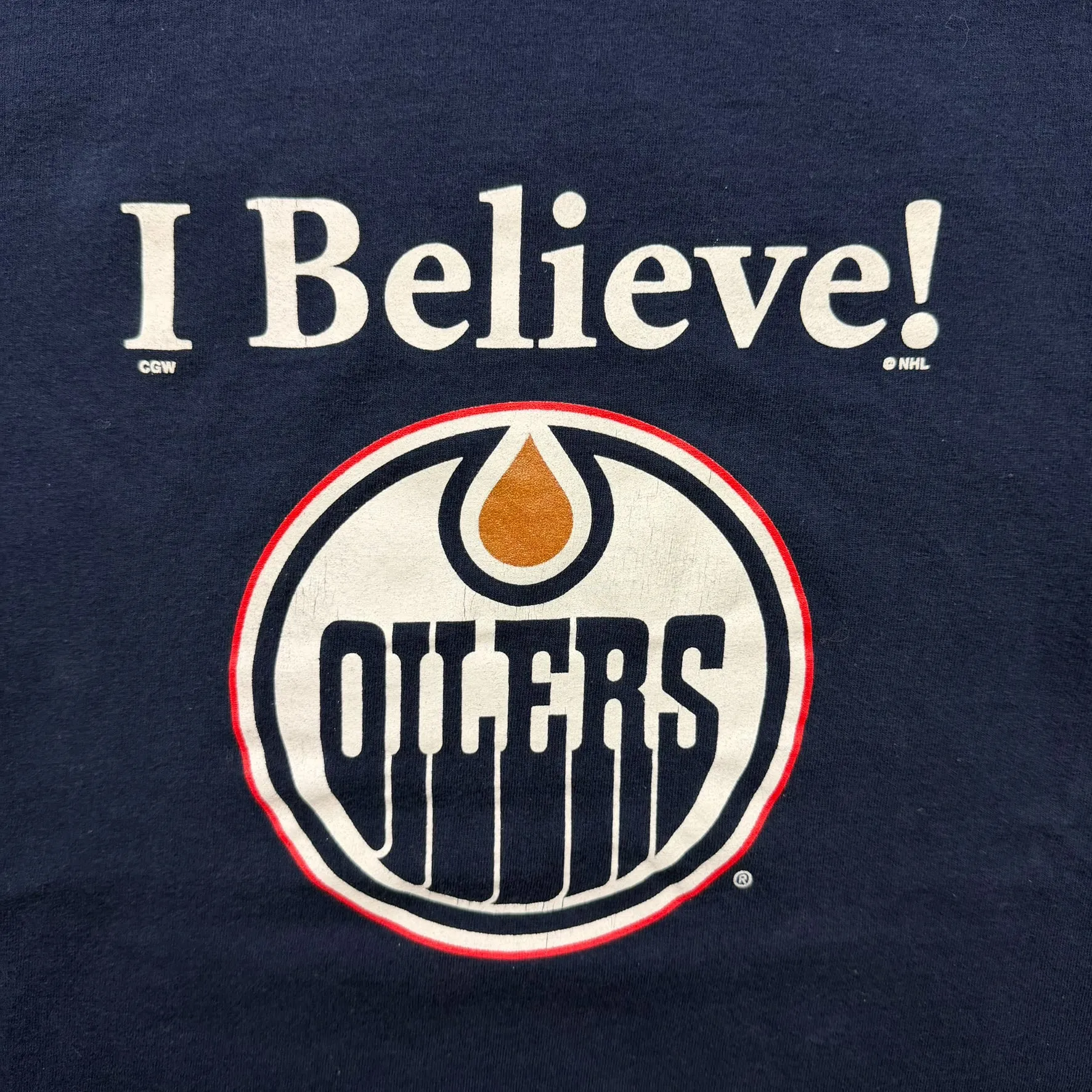 F- Vintage Edmonton Oilers NHL I Believe! Text Tee sold by HG Vintage product image thumbnail 2