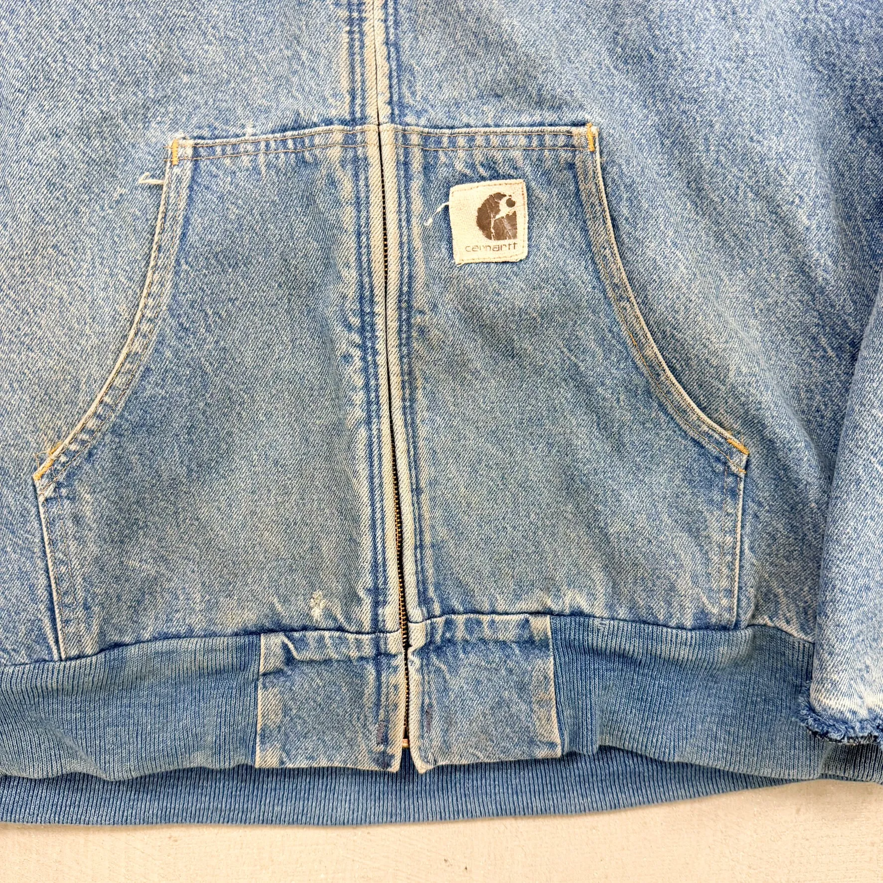 F- Vintage Carhartt Active Denim Blanket Lined Hooded Work Jacket sold by HG Vintage product image thumbnail 5