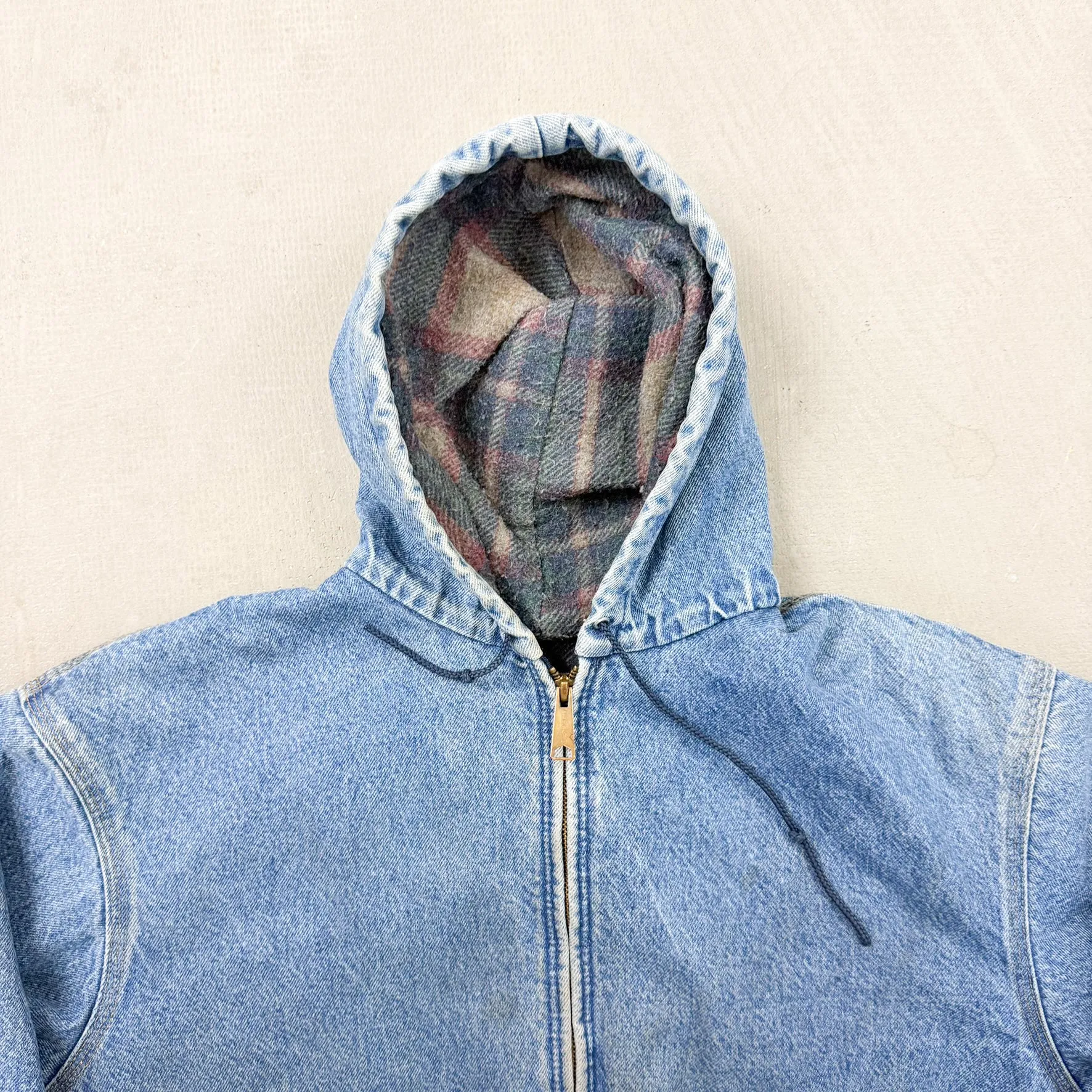 F- Vintage Carhartt Active Denim Blanket Lined Hooded Work Jacket sold by HG Vintage product image thumbnail 2