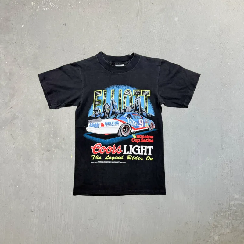 F- Vintage  Nascar Elliot Coors Light Car Graphic Made In USA Single Stitch Tee sold by HG Vintage