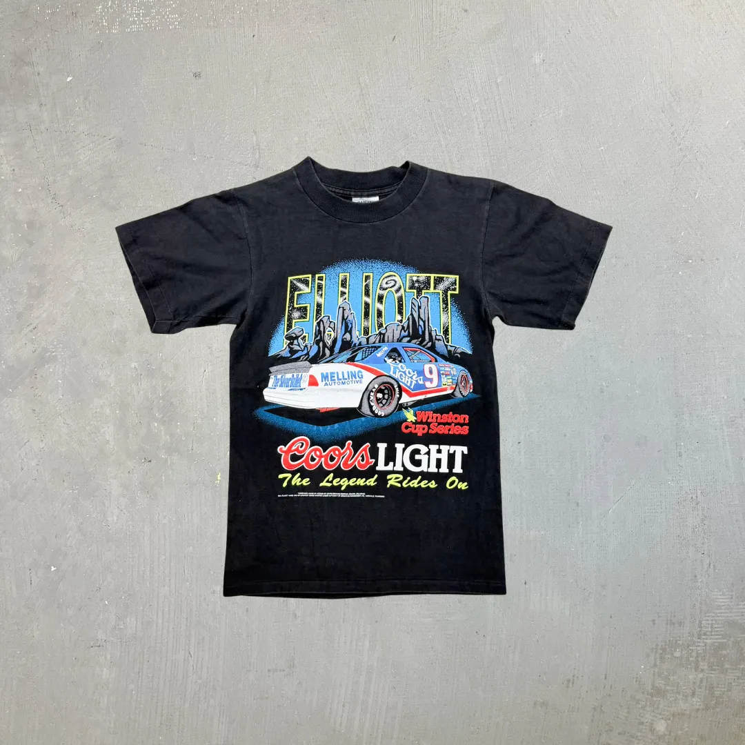 F- Vintage Nascar Elliot Coors Light Car Graphic Made In USA Single Stitch Tee sold by HG Vintage