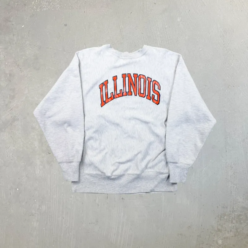 F- Vintage 90s Champion Reverse Weave Illinois Text Crewneck sold by HG Vintage