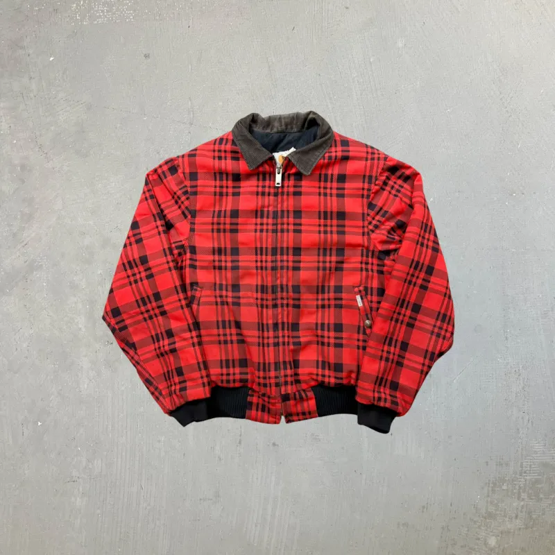 F- Vintage '93 Carhartt Made In USA Buffalo Quilt Lined Plaid Workwear Bomber Jacket sold by HG Vintage