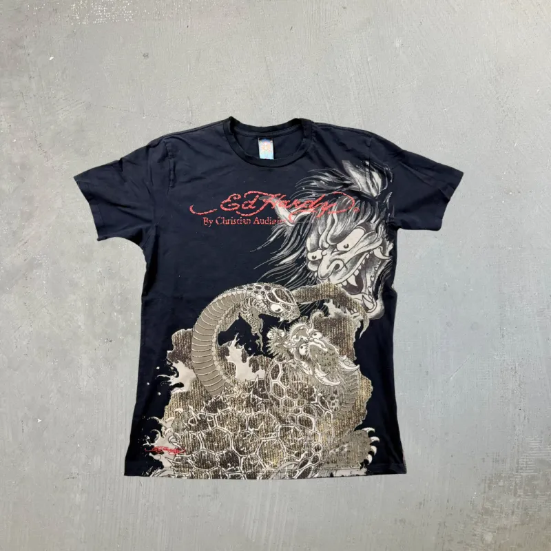 F- Vintage Ed Hardy Oni Mask & Snake Graphic Made In USA Tee sold by HG Vintage