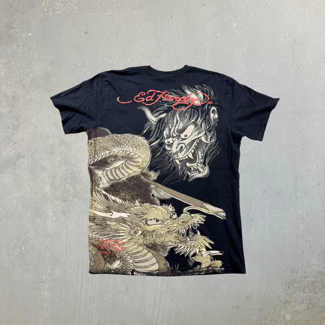 F- Vintage Ed Hardy Oni Mask & Snake Graphic Made In USA Tee sold by HG Vintage product image thumbnail 3
