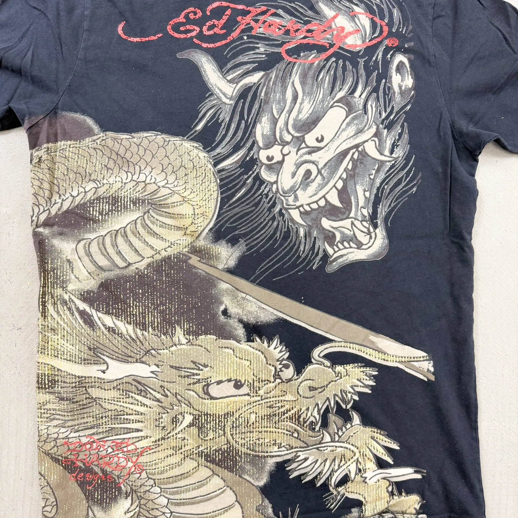 F- Vintage Ed Hardy Oni Mask & Snake Graphic Made In USA Tee sold by HG Vintage product image thumbnail 2