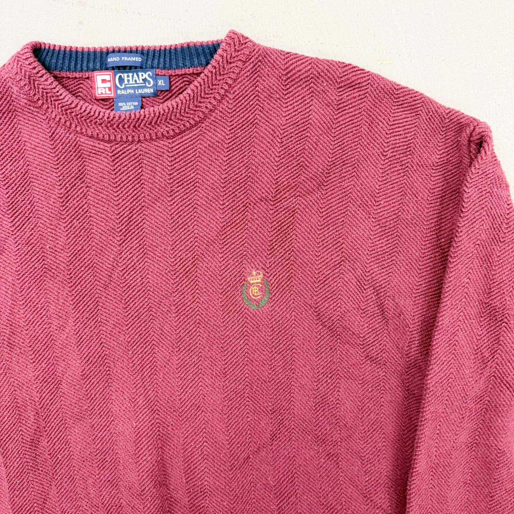 F- Vintage Chaps Ralph Lauren Solid Color & Crest Knit Sweater sold by HG Vintage product image thumbnail 2