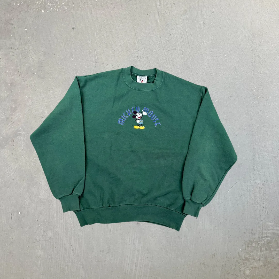 F- Vintage Disney Mickey Mouse Embroidered Text & Character Made In USA Crewneck sold by HG Vintage