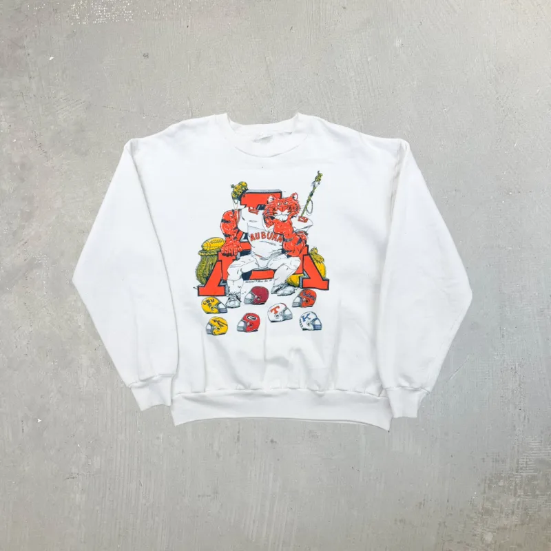 F- Vintage '89 University Of Auburn Football Team Tiger Mascot Crewneck sold by HG Vintage