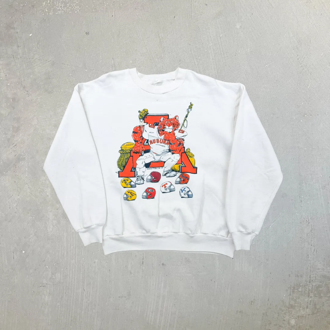 F- Vintage '89 University Of Auburn Football Team Tiger Mascot Crewneck sold by HG Vintage