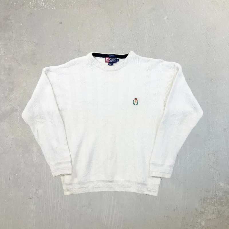 F- Vintage 90s Chaps Ralph Lauren Embroidered Crest Knit Sweater sold by HG Vintage