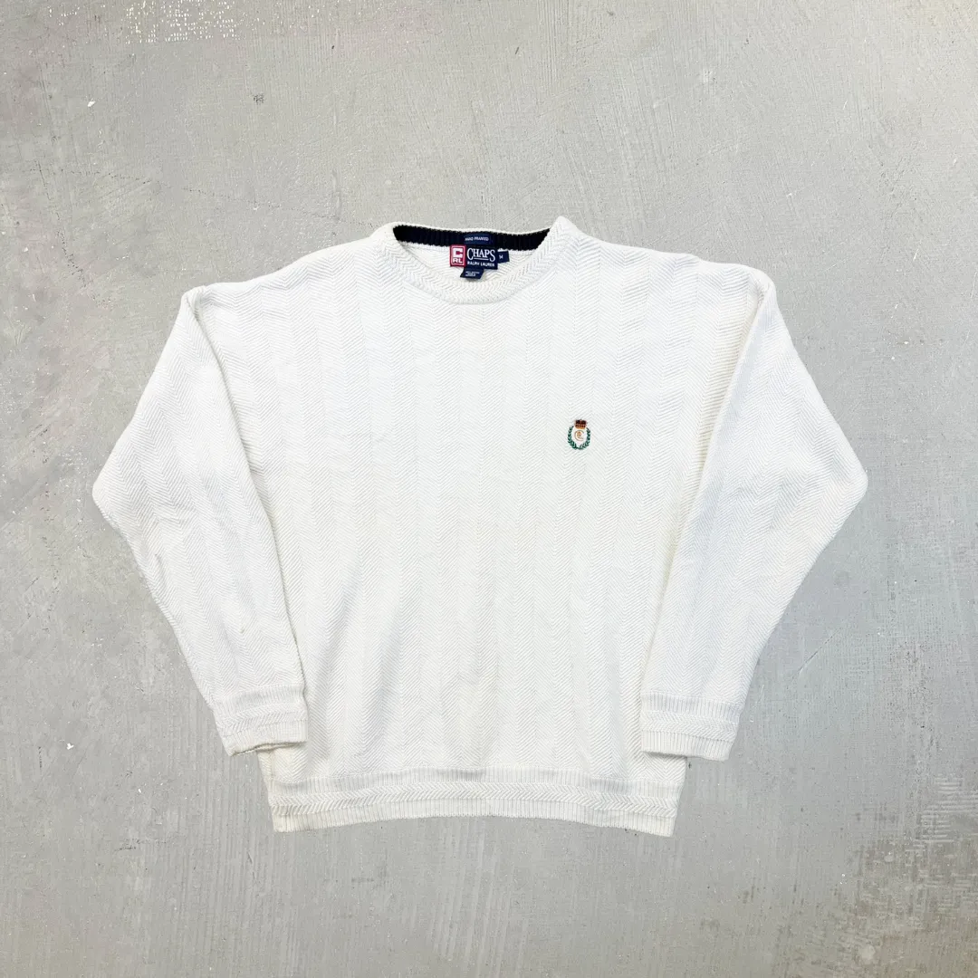 F- Vintage 90s Chaps Ralph Lauren Embroidered Crest Knit Sweater sold by HG Vintage