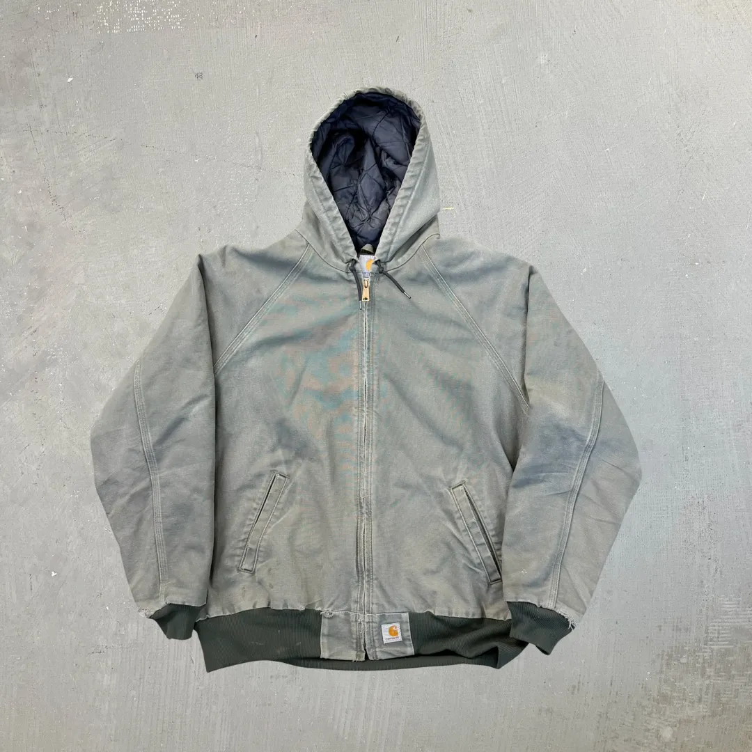 F- Vintage Carhartt Quilt Lined Olive Green Active Hooded Workwear Jacket sold by HG Vintage