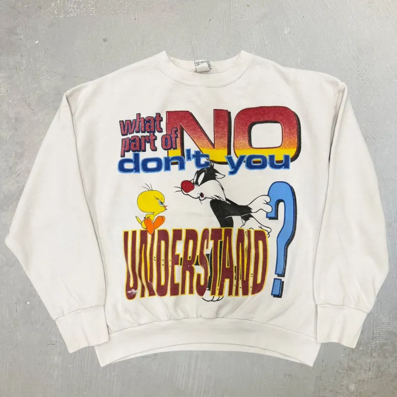 F- Vintage '97 Looney Tunes Tweedy Bird What Part Of No Made In USA Crewneck - 18/20W sold by HG Vintage