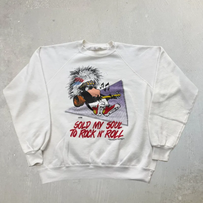 F- Vintage '88 Sold My Soul To Rock N Roll Made In USA Crewneck - L made by HG Vintage