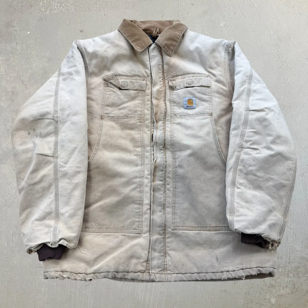 F- Vintage Carhartt Light Tan Zip Up Chore Work Jacket - 2XL sold by HG Vintage