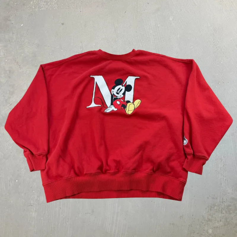 J- Disney Mickey Mouse Embroidered Chenille Crewneck - XL made by HG Vintage