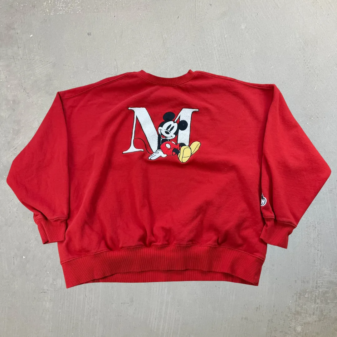 J- Disney Mickey Mouse Embroidered Chenille Crewneck - XL sold by HG Vintage
