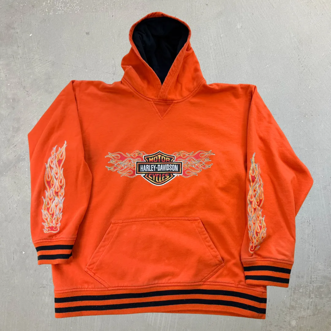 J- Vintage Harley Davidson Flames Logo Hoodie - XL sold by HG Vintage