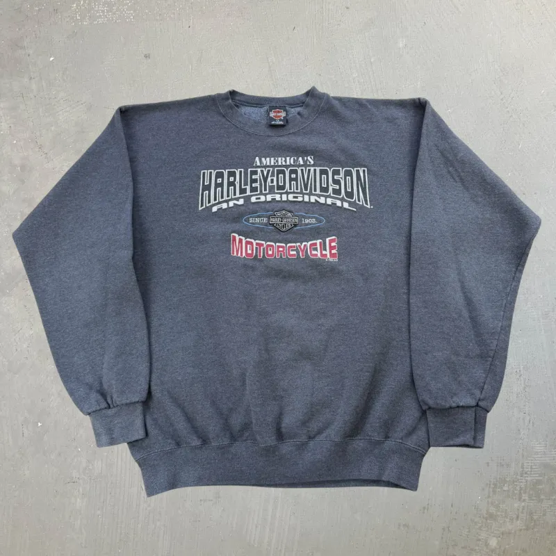 J- Vintage '95 Harley Davidson Original Motorcycle Text Crewneck - L sold by HG Vintage