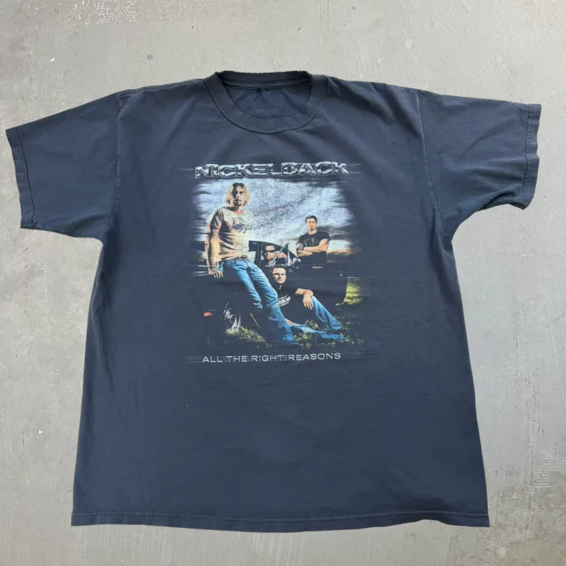J- Vintage '05 Nickelback All The Right Reasons Tour Picture Tee - XL made by HG Vintage
