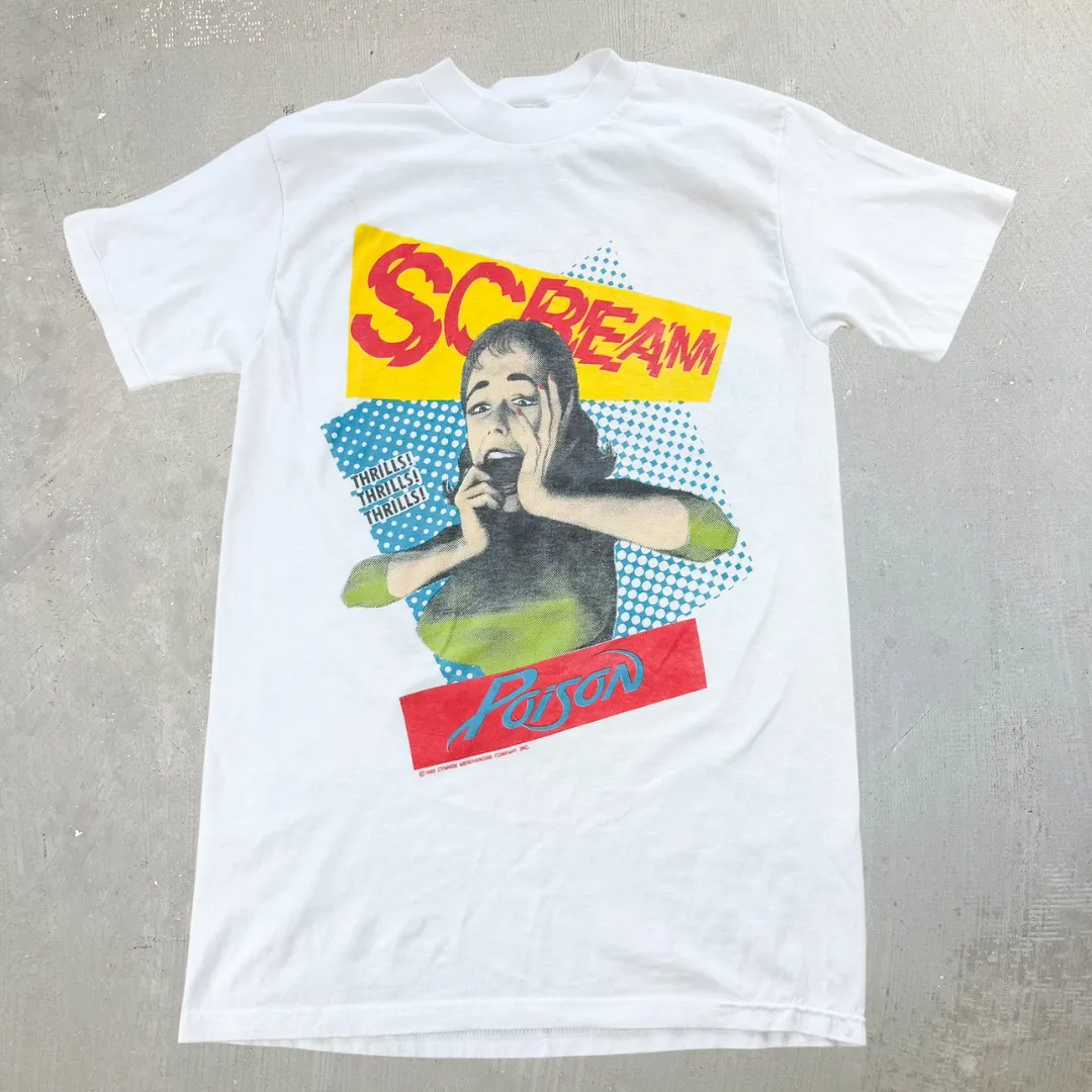 J- Vintage '89 Poison Scream Graphic Single Stitch Made In USA Tee - M sold by HG Vintage