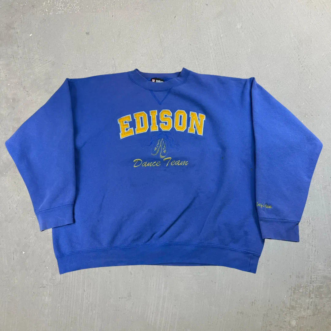 J- Edison Dance Team Wilson Tag Embroidered Text Crewneck - XL sold by HG Vintage