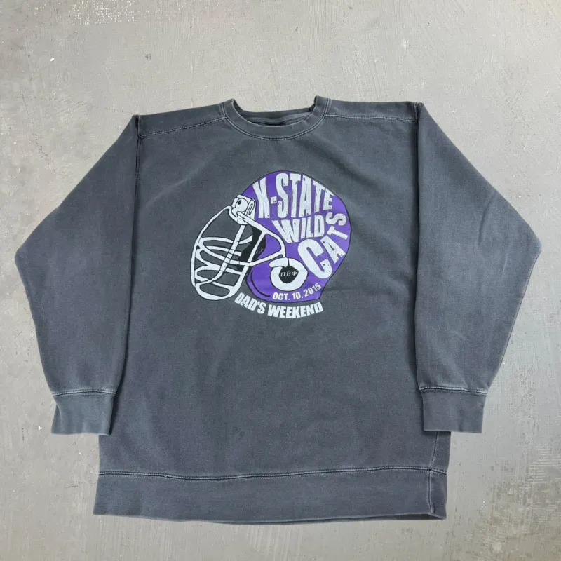 J- Kansas State Wildcats 2015 Dads Weekend Graphic Crewneck - L sold by HG Vintage