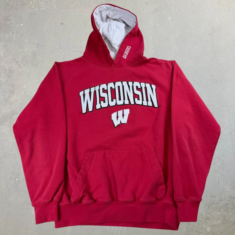 J- University Of Wisconsin Embroidered Text Hoodie - S sold by HG Vintage