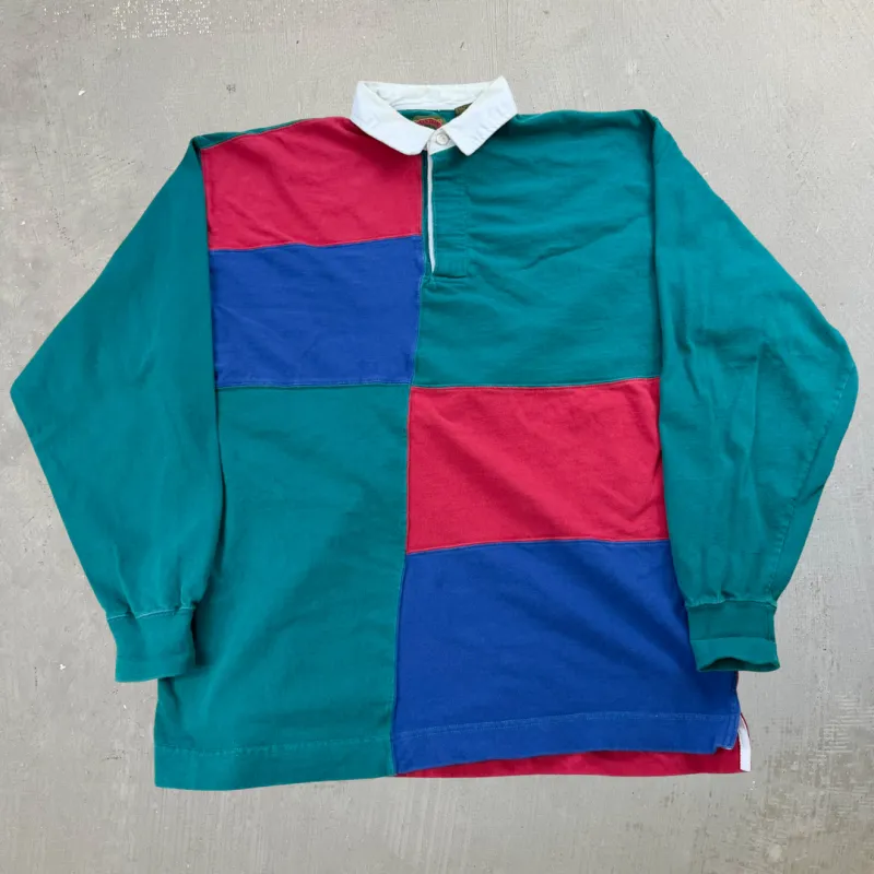 J- Vintage Boston Trader Color Block Rugby Shirt - L sold by HG Vintage