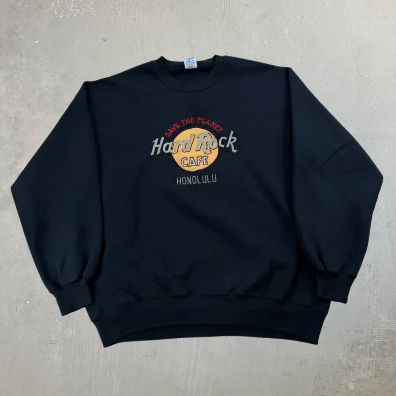 J- Vintage Hard Rock Cafe Honolulu Embroidered Logo Made In USA Crewneck - L sold by HG Vintage