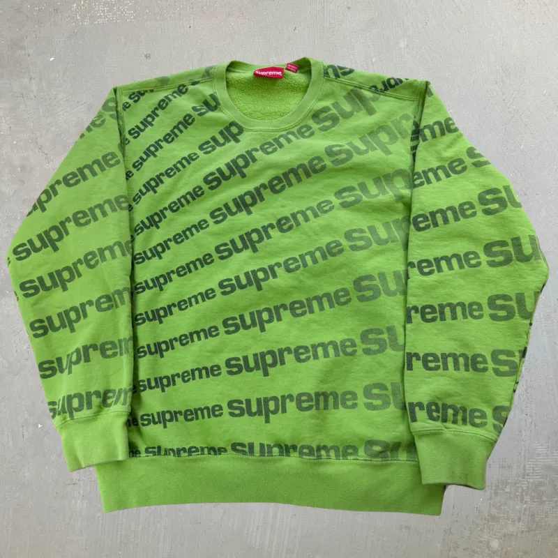 J- Supreme SS20 Radial Text Lime Green Crewneck - L sold by HG Vintage