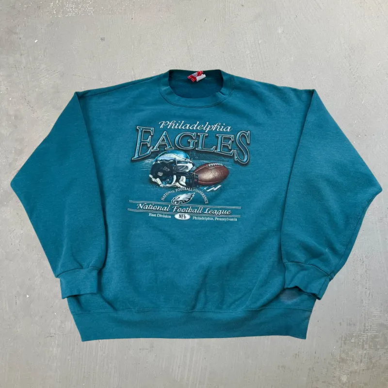 J- Vintage Philadelphia Eagles NFL Text & Graphic Crewneck - XL made by HG Vintage