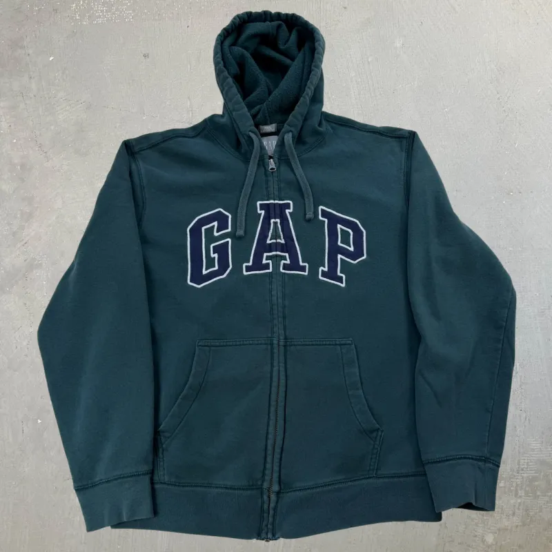 J- GAP Embroidered Text Zip Up Hoodie - M sold by HG Vintage