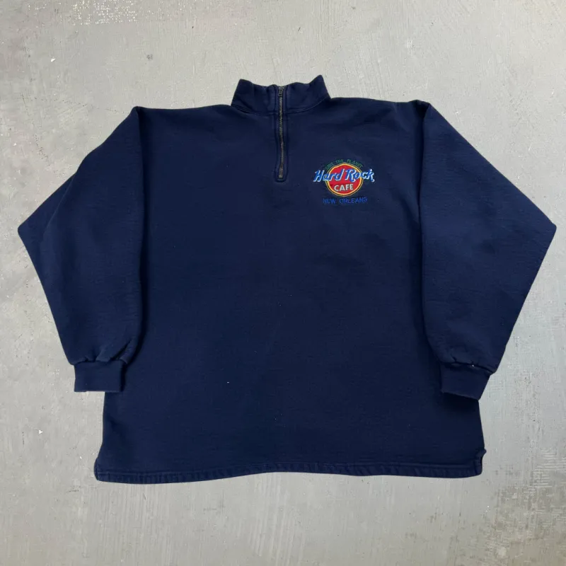 J- Vintage Hard Rock Cafe New Orleans Quarter Zip Crewneck - L sold by HG Vintage