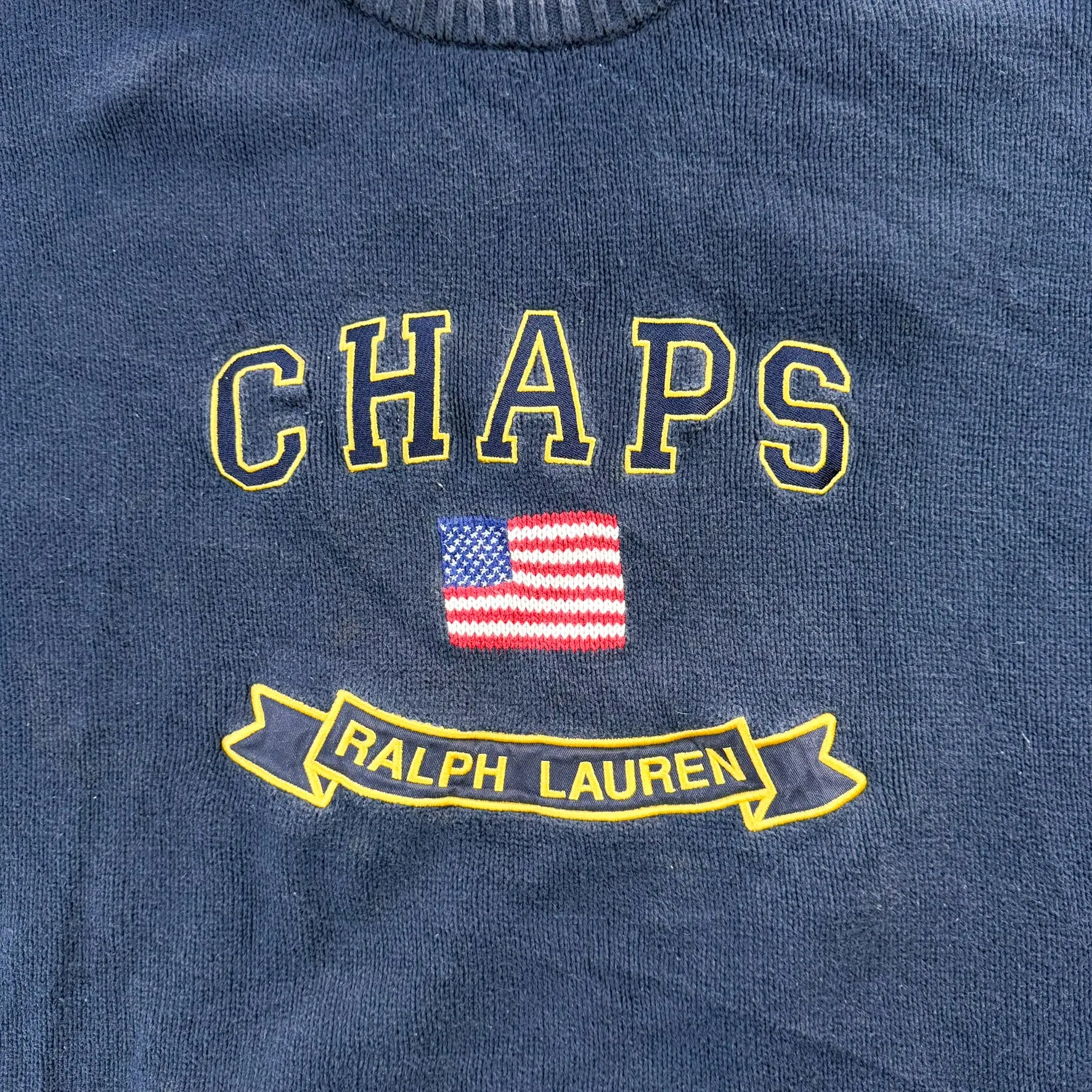 J- Vintage 90s Chaps Ralph Lauren American Flag Knit Sweater - XL sold by HG Vintage product image thumbnail 2
