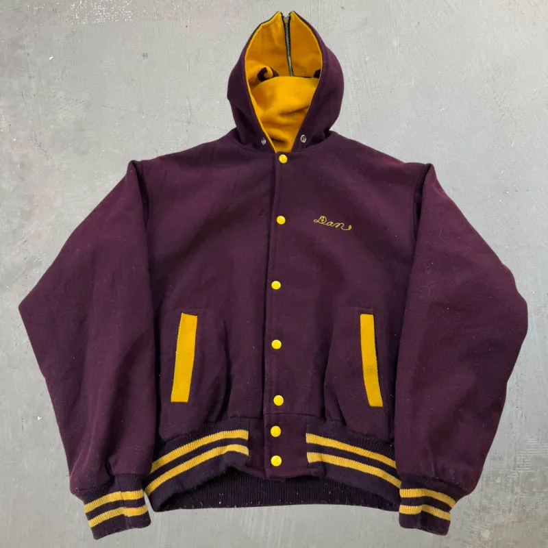 J- Vintage College Marching Band Made In USA Hooded Varsity Jacket - M made by HG Vintage