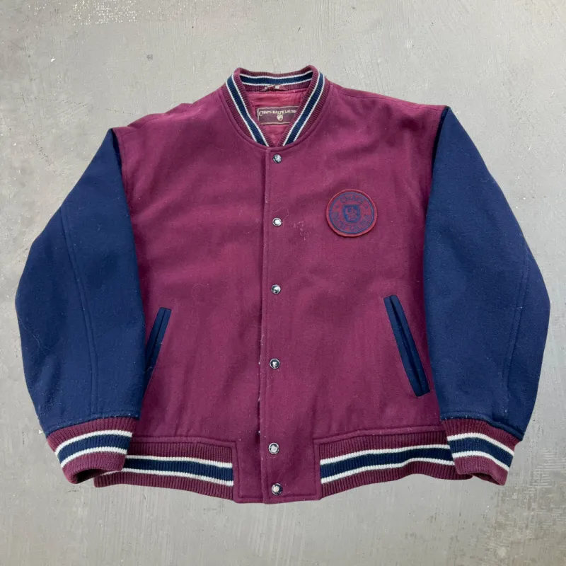 J- Vintage 90s Chaps Ralph Lauren Embroidered Patch Varsity Jacket - M sold by HG Vintage