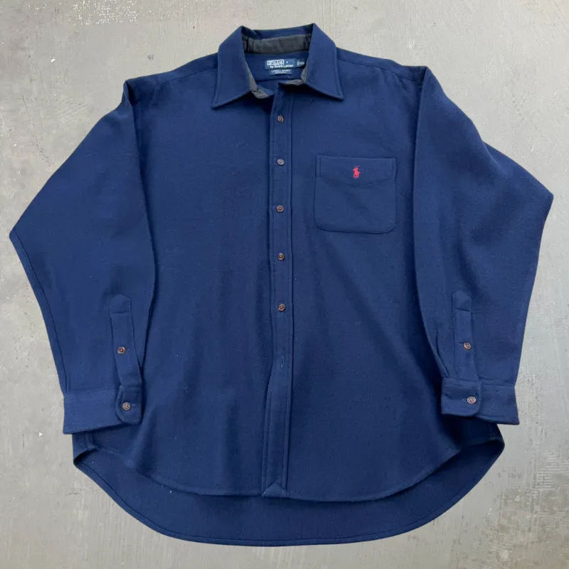 J- Vintage 90s Polo Ralph Lauren Lowell Sport Wool Button Down Shirt - XL sold by HG Vintage