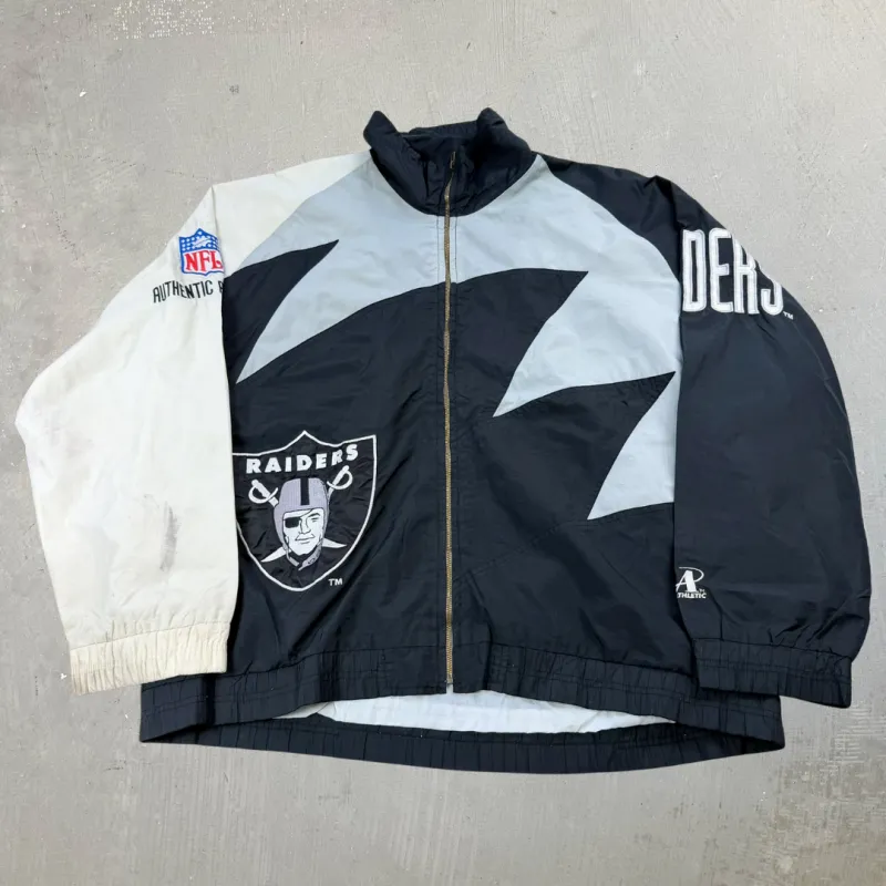 F- Vintage Oakland Raiders NFL Logo Athletic Lightweight Jacket - XL made by HG Vintage