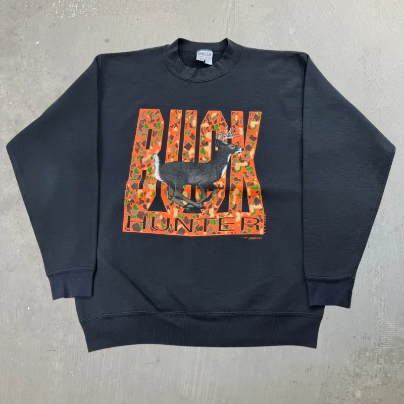 J- Vintage '90 Buck Hunter Graphic Made In USA Crewneck - XL sold by HG Vintage