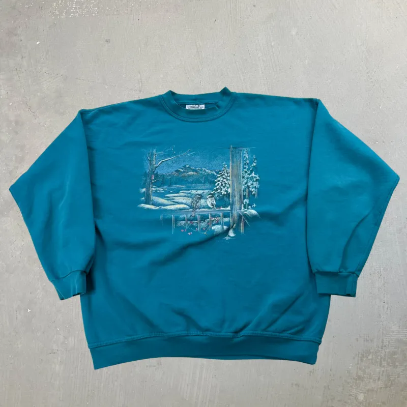 J- Vintage Northern Collection Birds On Porch Crewneck - L sold by HG Vintage