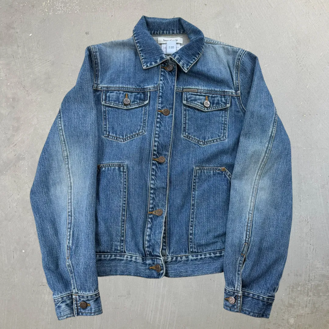 J- HOM Tupac Middle Finger Calvin Klein Reworked Denim Jacket - L sold by HG Vintage