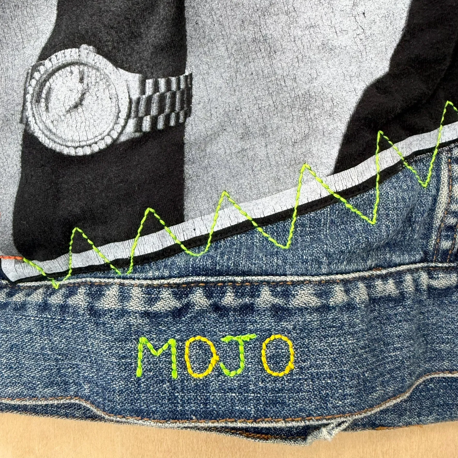 J- HOM Tupac Middle Finger Calvin Klein Reworked Denim Jacket - L sold by HG Vintage product image thumbnail 5