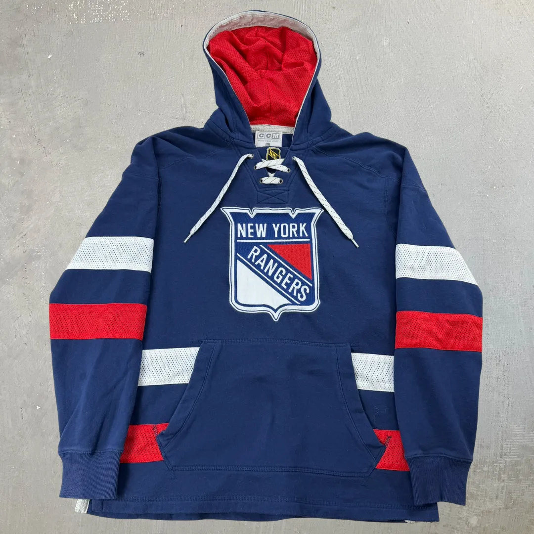 J- New York Rangers NHL CCM Jersey Style Hoodie - M sold by HG Vintage