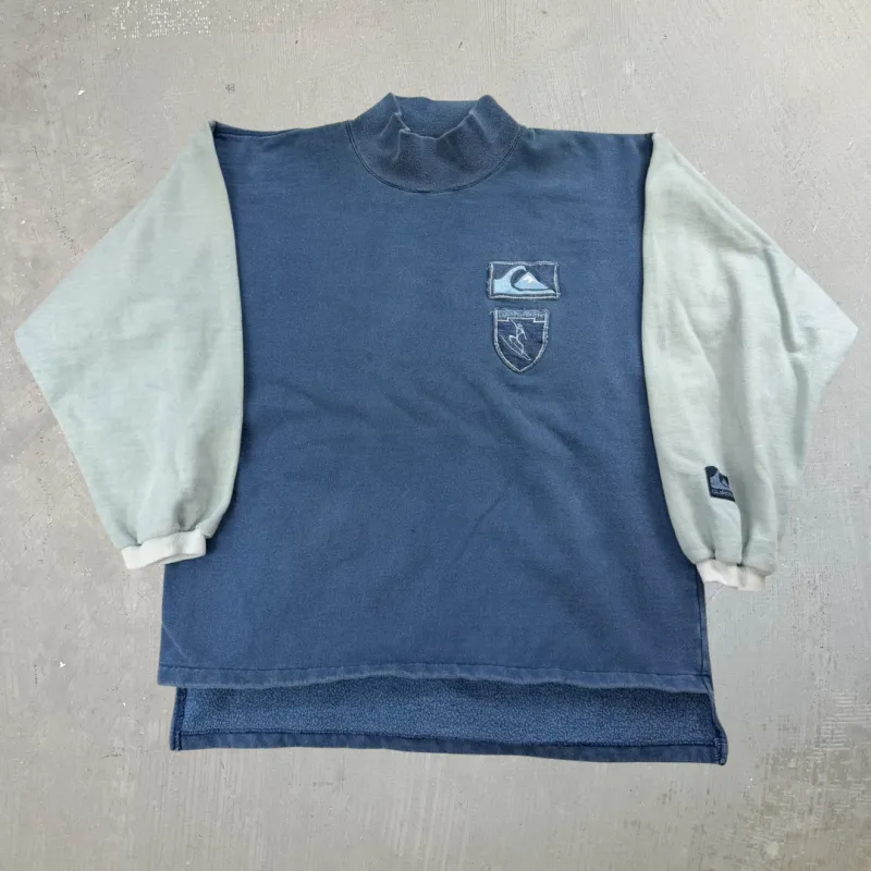 J- Vintage Quicksilver Two Tone Embroidered Graphic Made In USA Crewneck - M made by HG Vintage