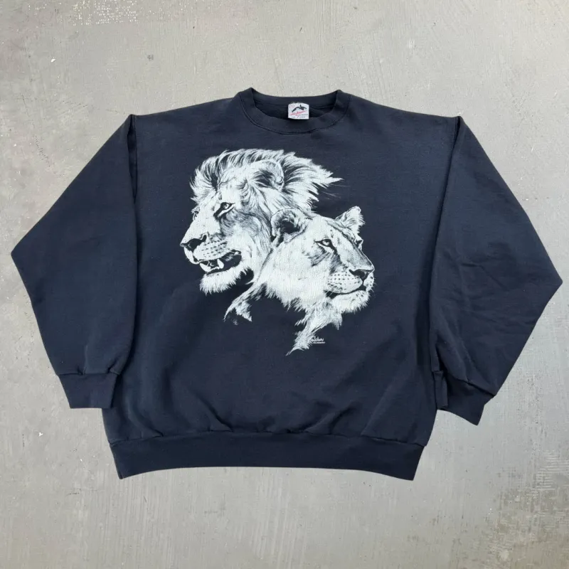J- Vintage '84 Lion & Lioness Animal Graphic Crewneck - XL sold by HG Vintage