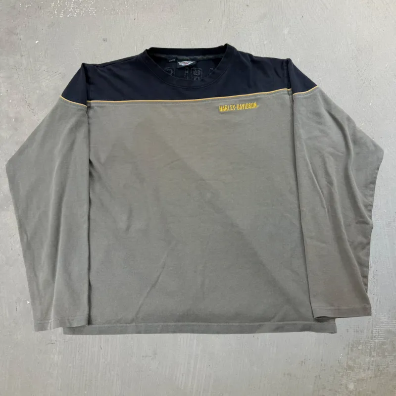 J- Vintage Harley Davidson Embroidered Text Long Sleeve Tee - XL sold by HG Vintage