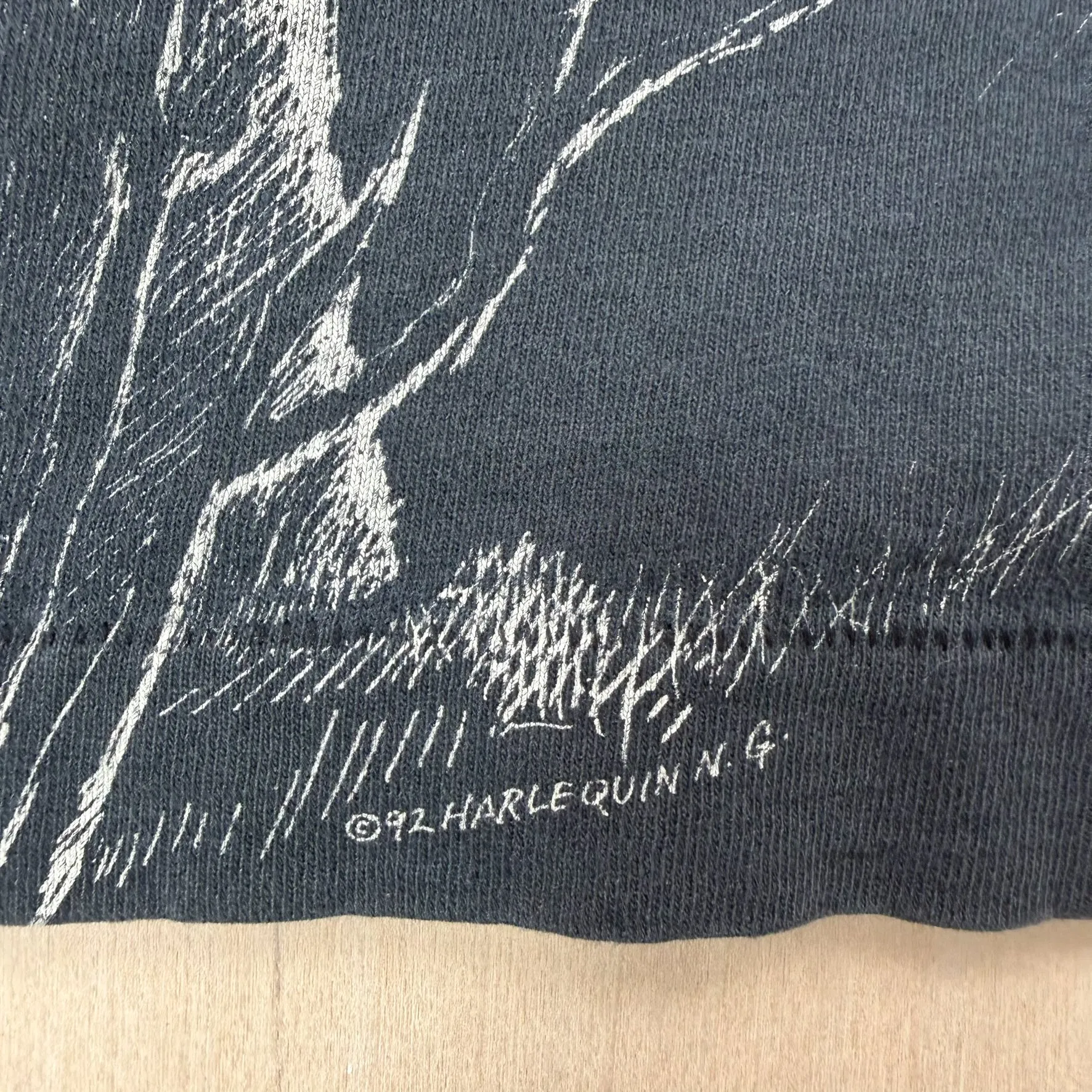 J- Vintage '92 Wolves In Forest All Over Print Made In USA Single Stitch Tee- L sold by HG Vintage product image thumbnail 3