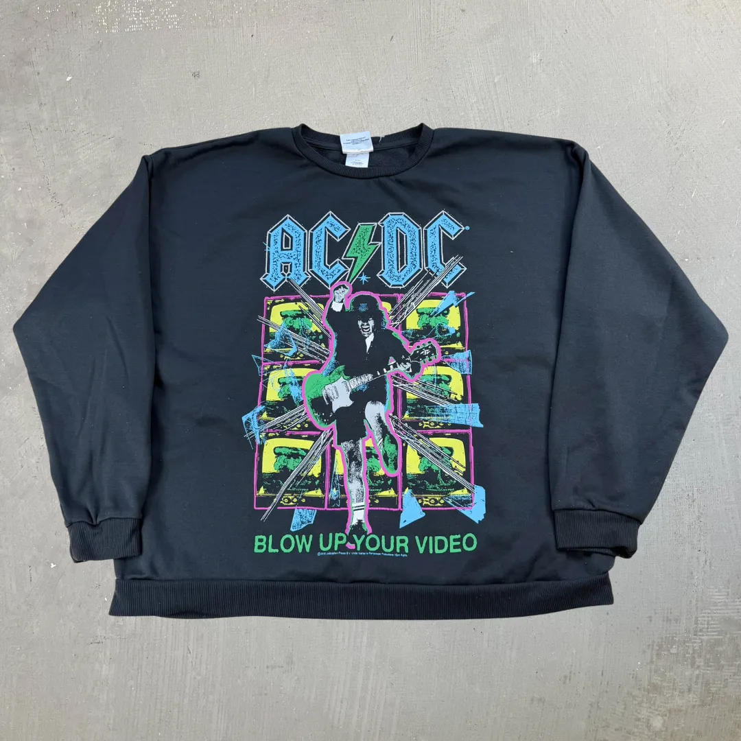 J- AC/DC Blow Up Your Video Reprint Graphic Crewneck - 2XL sold by HG Vintage